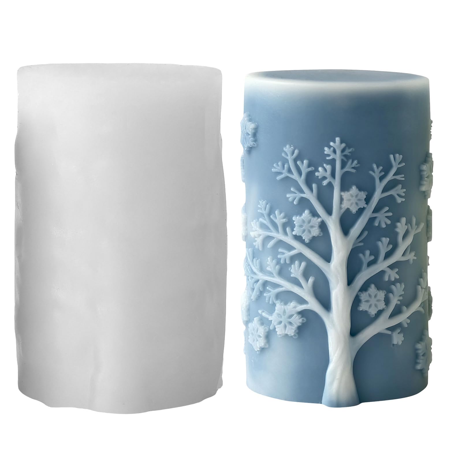 KAQNTUD Cylindrical Christmas Candles Silicone Mould for Making Candle Soap Chocolate Christmas Holiday Party Decoration Silicone Mould for Soaps and Chocolate Making