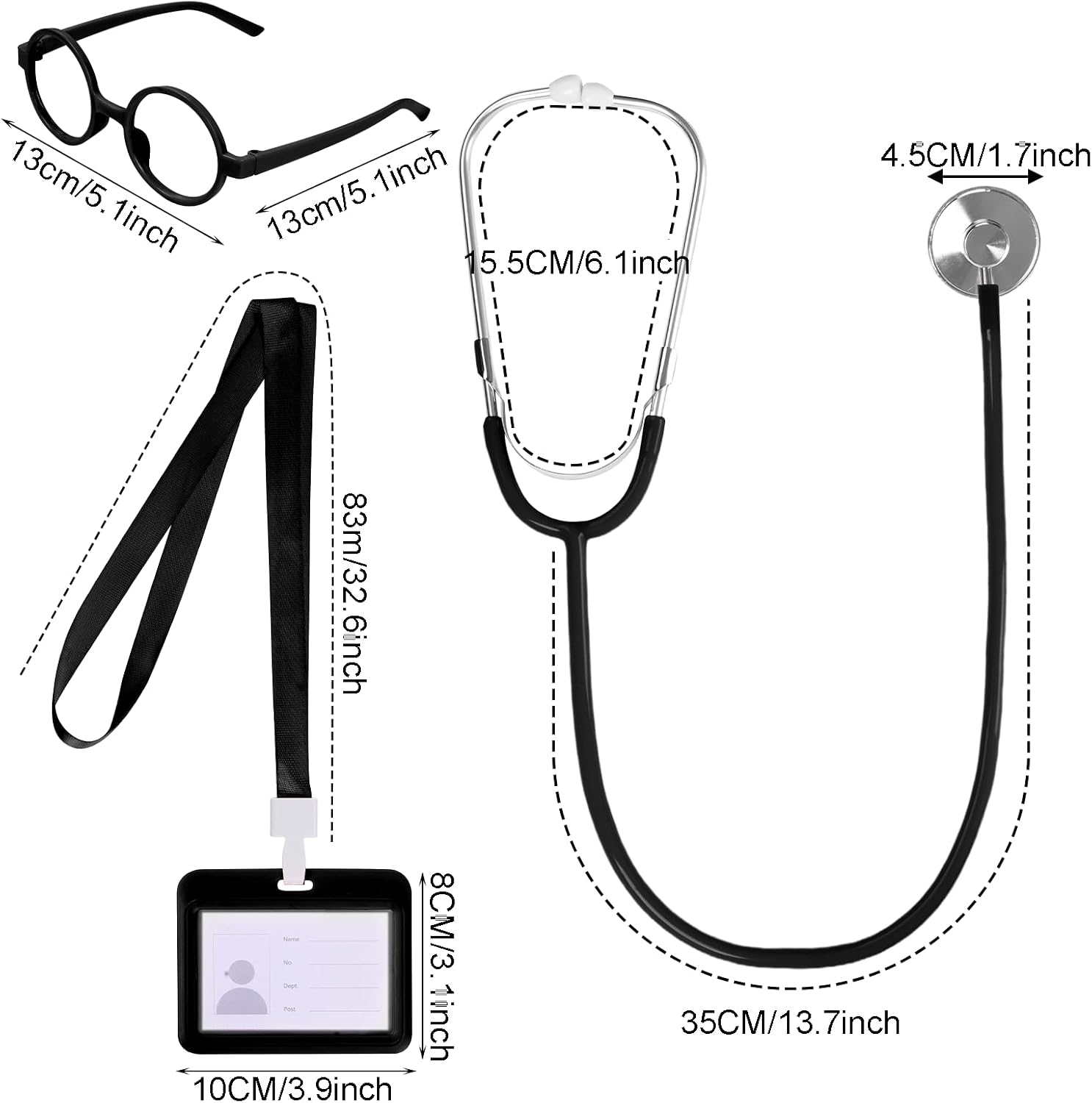 choyaxo Doctor Costume Accessories Set Including Stethoscope Lensless Glasses for Adults Halloween