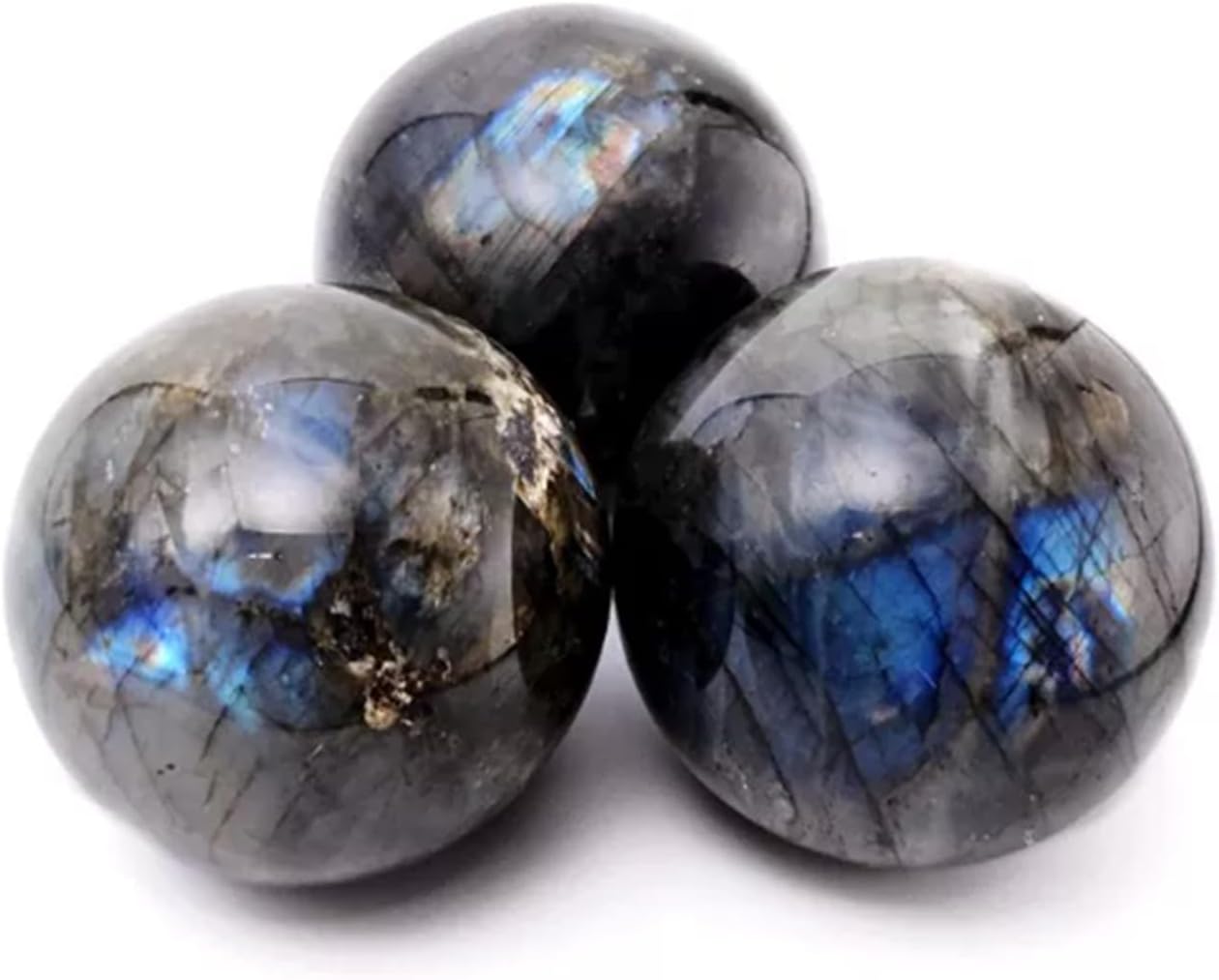 Quartz Labradorite Crystal Ball Decorative Spheres Polished Moonstone Stone Crafts for Home Wedding Party Room Office Decoration,60mm