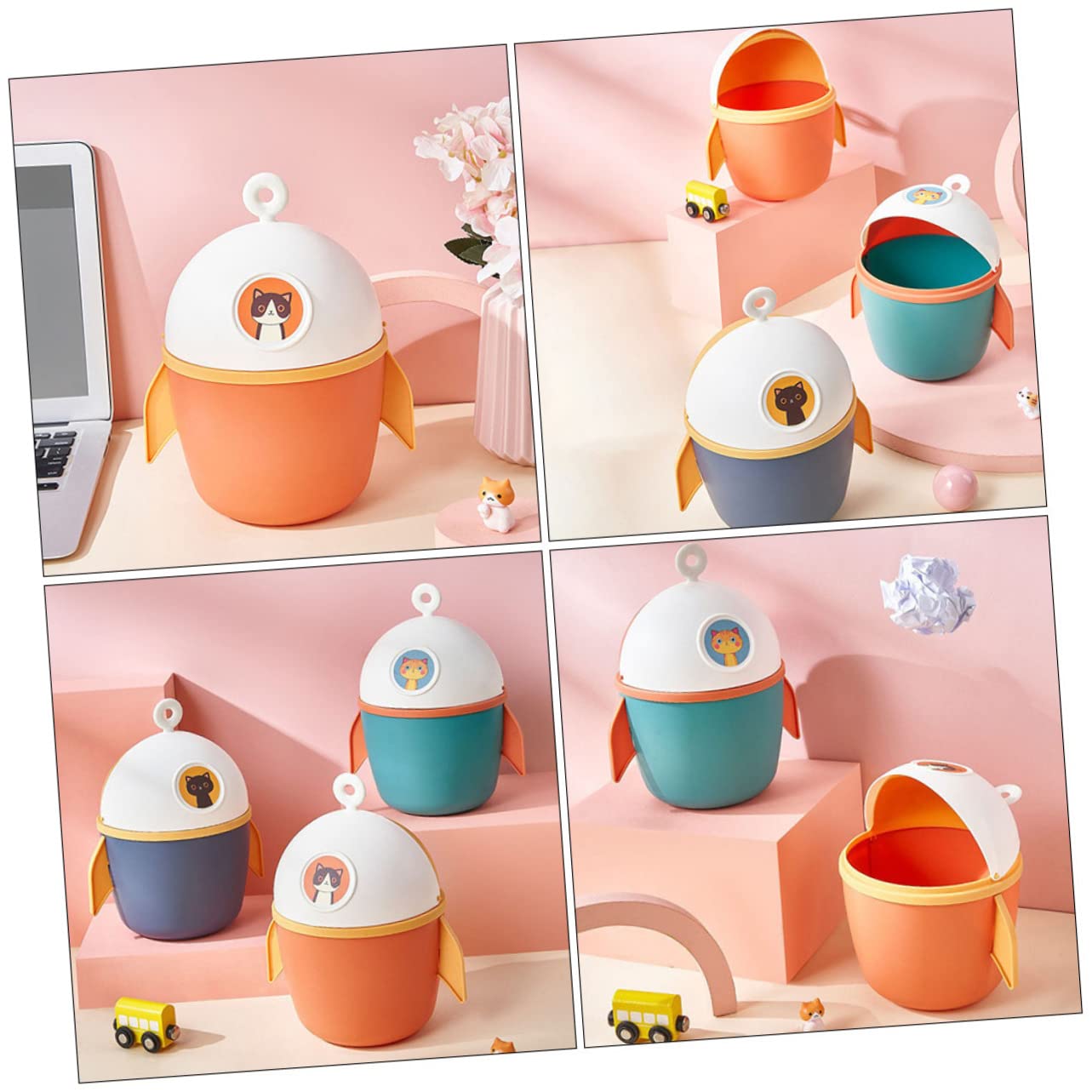 Mini Trash Can Desk Waste Bin Slim Garbage Can Lid Flip-Type Design Small Paper Bucket for Home