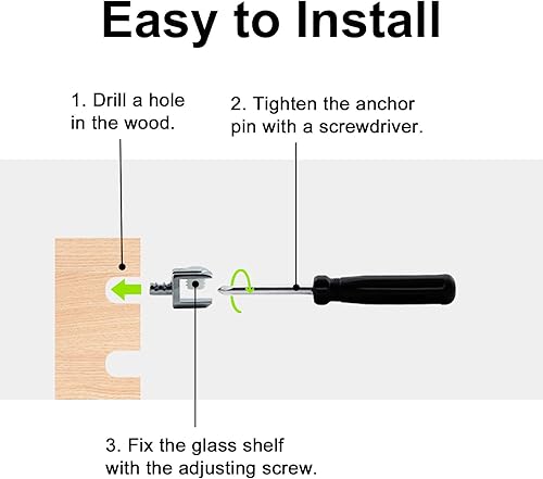 Miniatura 4 de Soporte de estante de vidrio, 40 piezas ajustables sin marco, pinzas de soporte de vidrio trapezoidal de aleación de zinc con pasador montado en la