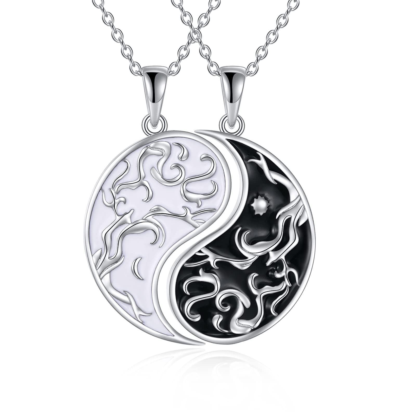 YFN Yin Yang Collana in argento Sterling Albero della Vita Stella Luna Gioielli Regali di coppia per le donne
