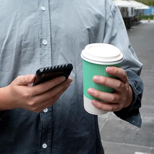 Vista 418 de Vasos de café de papel aislado de pared corrugada, 8 oz, Anaranjado