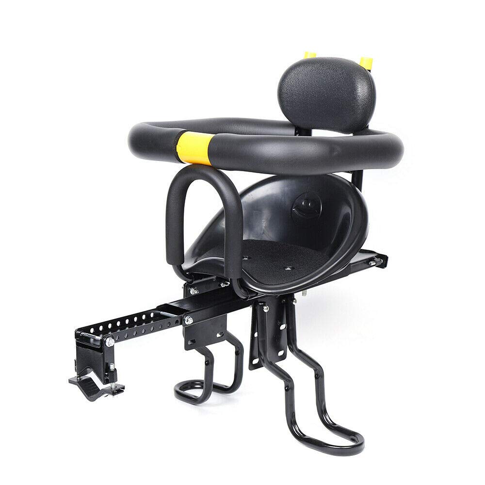 Gdrasuya10 Portable Child Bicycle Seat, Soft Saddle Chair w/Foot Pedal, Front Mounted Baby Kids Safety Seat Carrier Adjusting Belt Buckle Easy