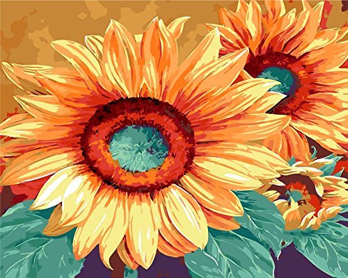 TianMai New Paint by Number Kits - Sunflower 16x20 inch Linen Canvas Paintworks - Digital Oil Painting Canvas Kits for Adults Children Kids Decorations Christmas Gifts (No Frame, 003)