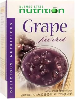 Nutmeg State Nutrition - High Protein Diet Fruit Drink - 15g Protein - Low Calorie - Low Carb - Low Sugar - Fat Free, 7 Servings Per Box (Grape)