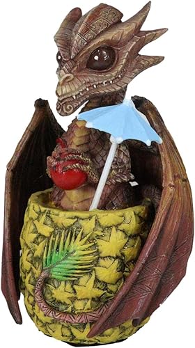 Miniatura 6 de Ebros Gift Figura de dragón de piña tropical de Tiki Mai Tai, bebida de alcohol borracho, 6.25 pulgadas de alto, medieval renacentista de fantasía,