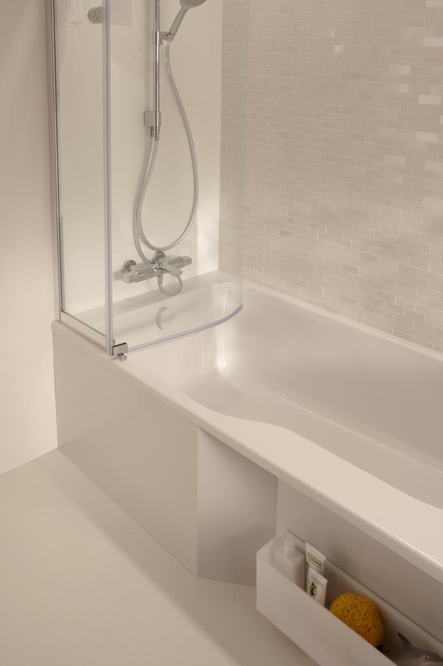Jacob Delafon Baignoire Bain-Douche Malice, 170 x 90 cm Gauche, Blanc | Made in FR. Minéracryl antibactérien, recyclé et réparable. Pieds et Vidage