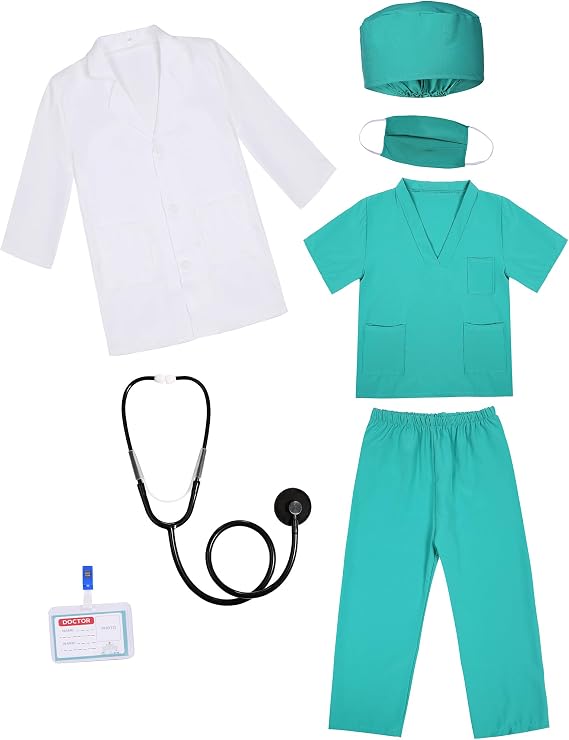 Gortykor Kids Doctor Costume Doctor Lab Coat for Boys Girls 3-10 Halloween Career Day Dress Up