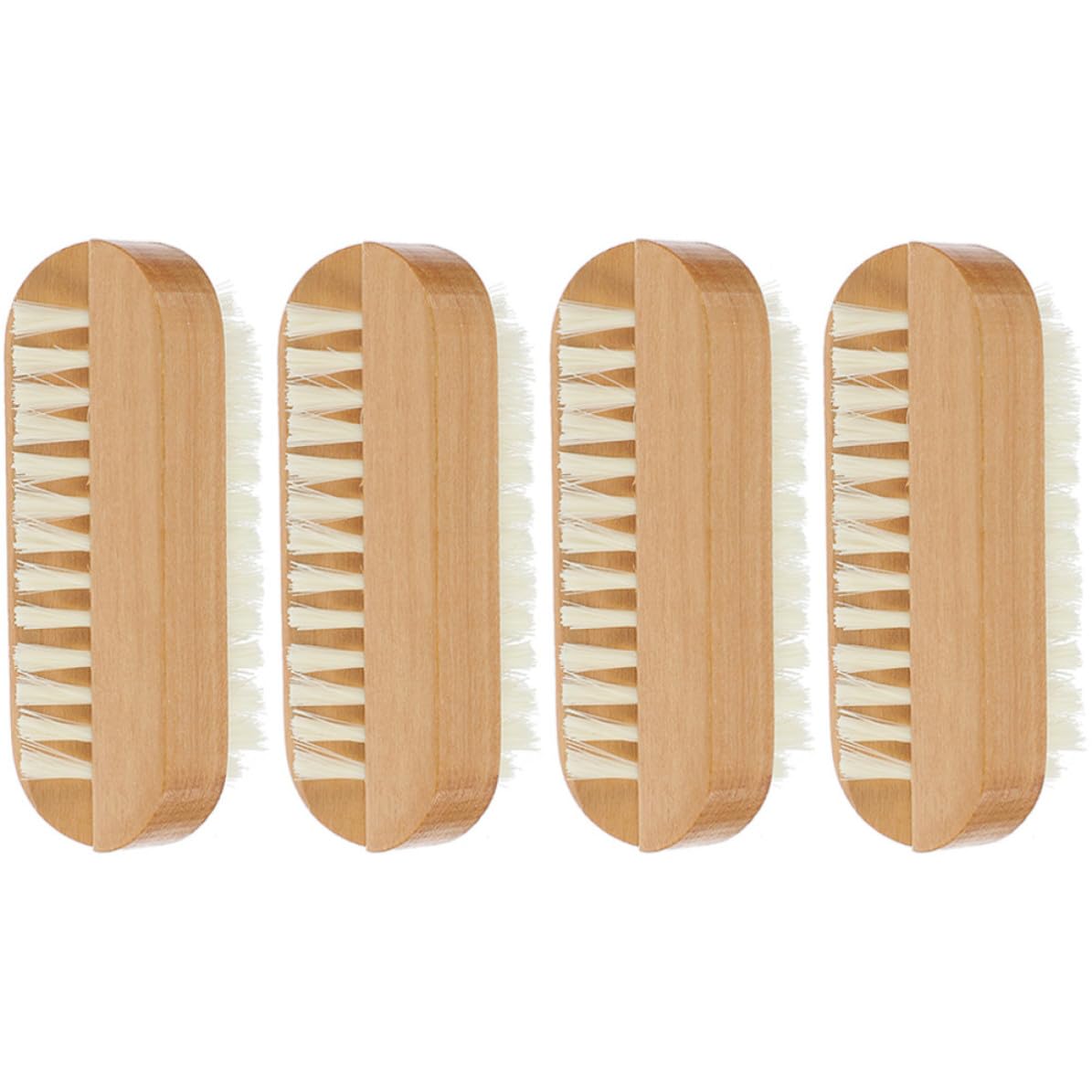 Dual-sided Nail Brush Khaki for Cleaning Fingernails and Toenails 4pcs Lotus Wood and Pp Material, Easy Cleaning of Nail Crevices Suitable for Professional and Personal Use