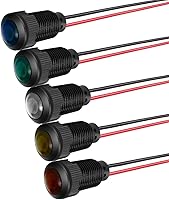 Vista 8 de 5 piezas de luz indicadora LED metálica de 12 mm, lámpara de señal impermeable AC 110V-220V (Rojo)