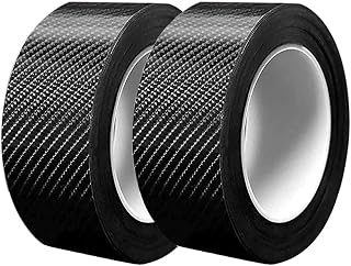 Car Door Edge Guards, Door Sill Protector 5D Carbon Fiber Car Wrap Film Vinyl Automotive Wrap Film, Universal Door Sill Protector for Most Car, 1 inch x 9.8 ft, Black(2 Packs)