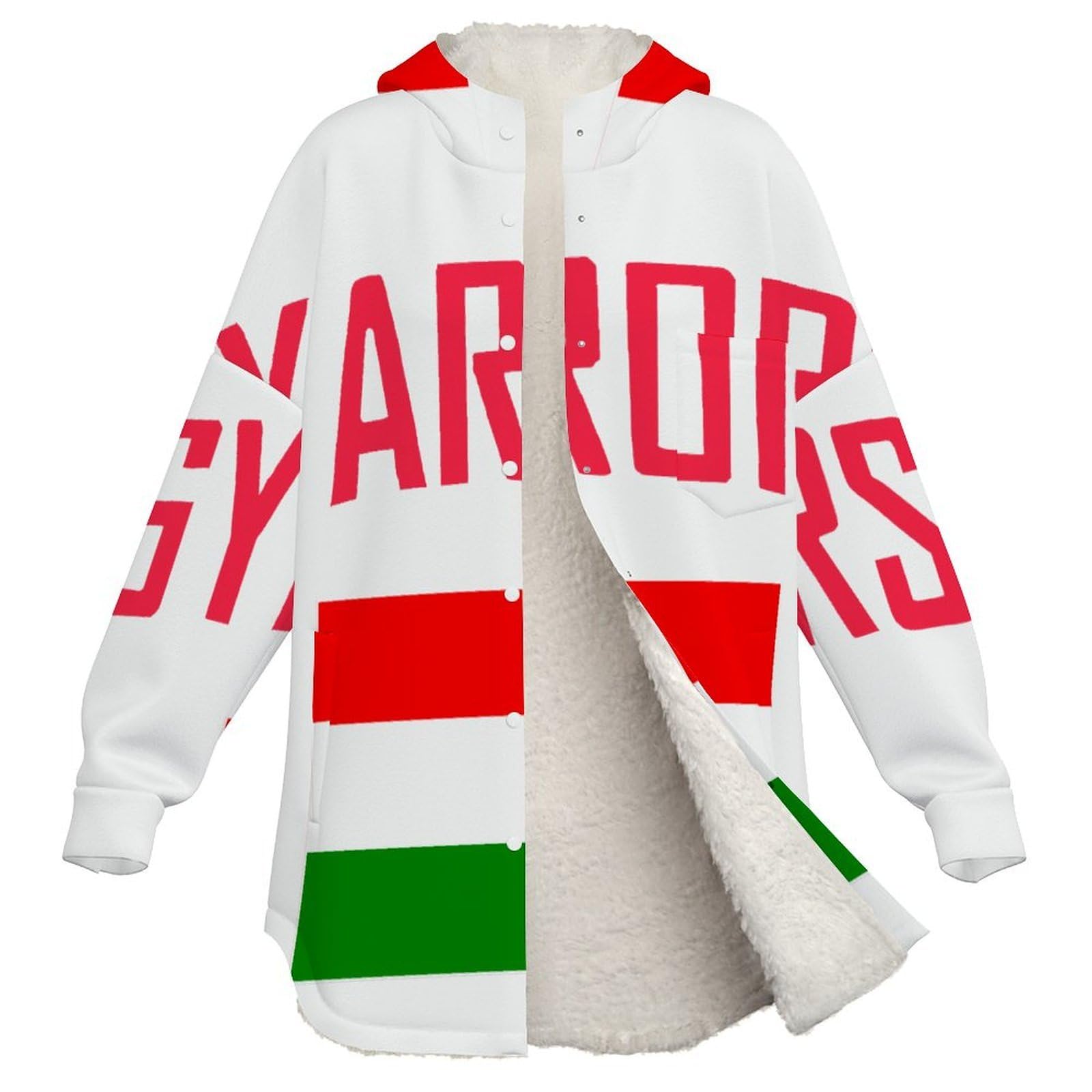 Sudadera Invierno con Capucha de Forro Polar Mujer Bandera Húngara Cálido Hoodies a Manga Larga Felpa Sudadera con Bolsillos, Rojo Y Blanco
