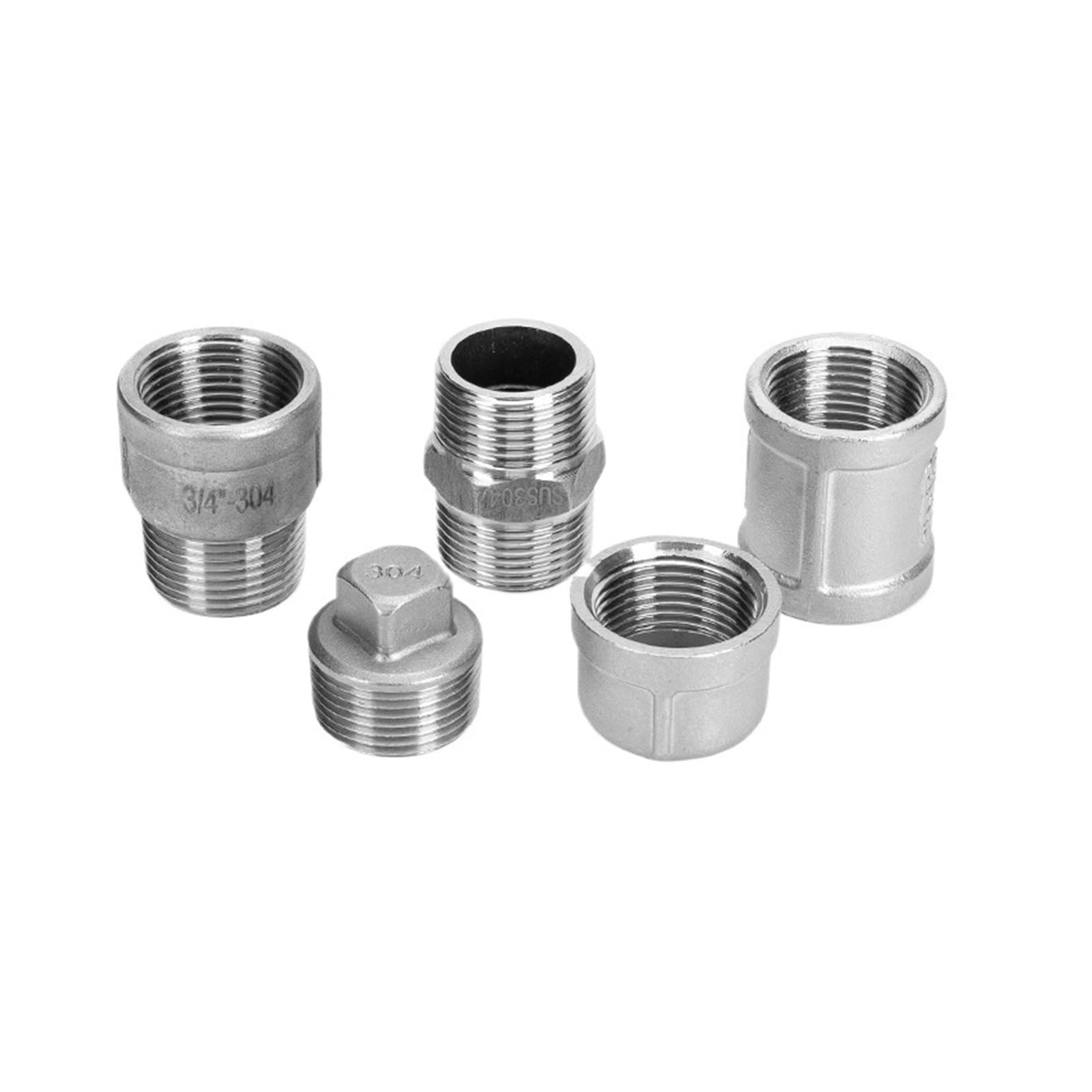 Złącze proste, męskie, sześciokątne, złączka rurowa, gwint ze stali nierdzewnej, 1/2", 1/8", 1/4", 3/8'(Female Threaded,304-DN20)