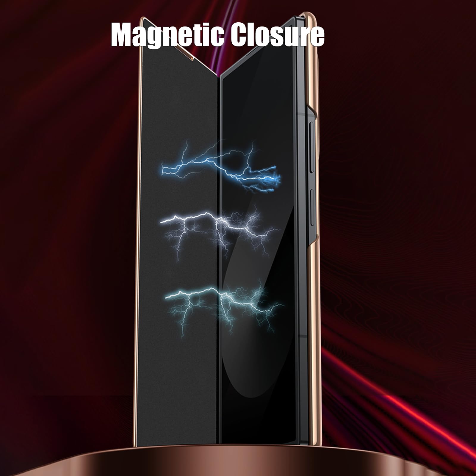 Etui z klapką do Samsung Galaxy Z Fold 7, smukłe luksusowe etui biznesowe z motywem liczi z prawdziwej skóry z ocynkowaną obudową, czarny, Z Fold 7