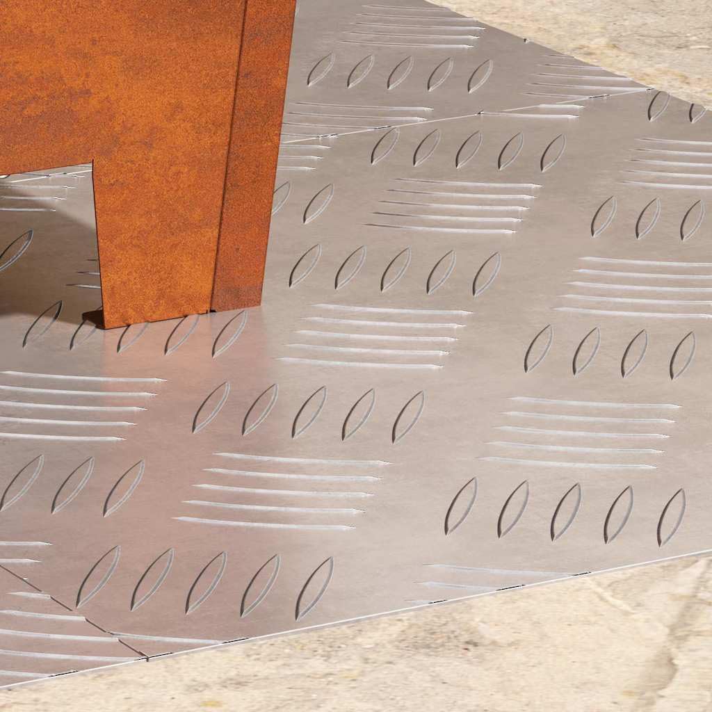 Juego de 4 chapas estriadas de aluminio, cuadradas, 40 x 40 cm, de acero metálico con superficie antideslizante para escaleras, alfombras y proyectos de bricolaje