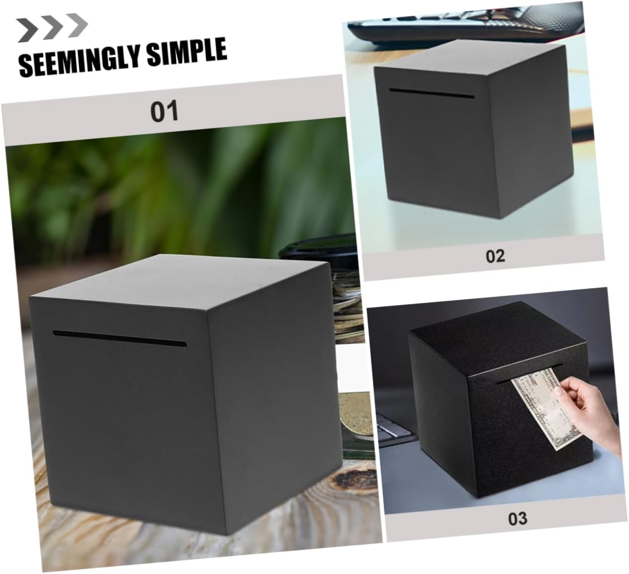 Stainless Steel Piggy Bank Money Saving Box for Adults for Savings Elegant Design Black Frosted Finish