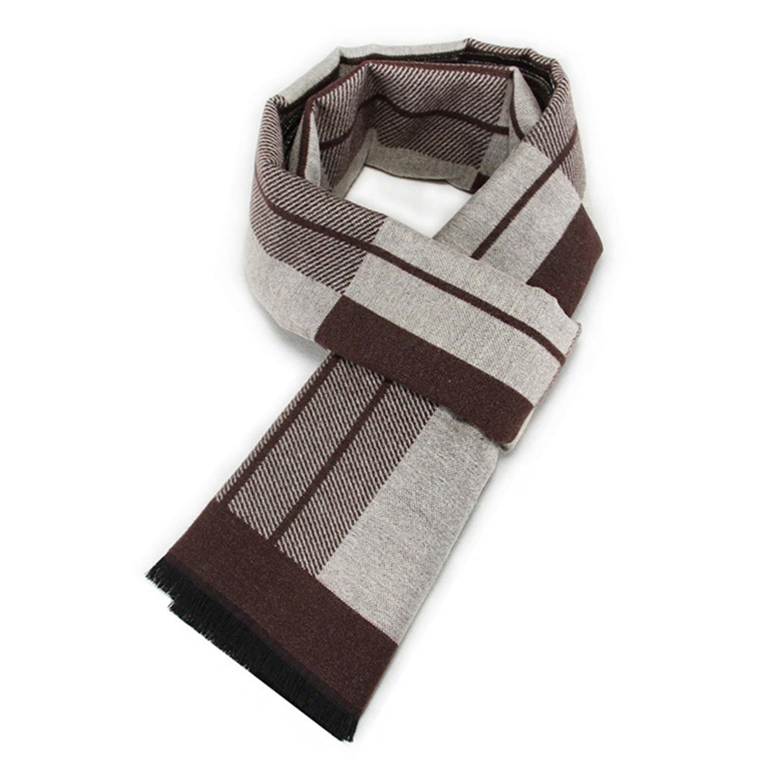 Sciarpa Uomo Inverno Sciarpa da lavoro scozzese calda lunga e ispessita uomo(02)