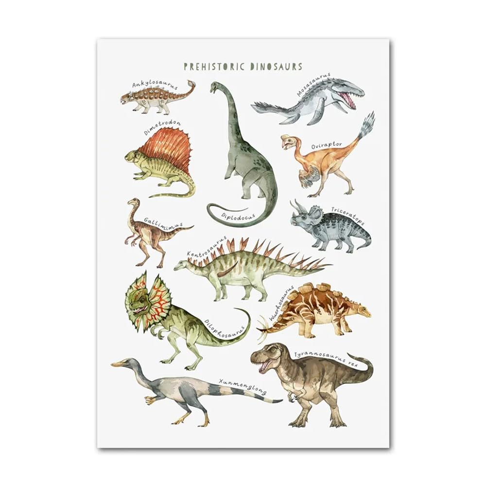 Youihom 3 Quadretti Personalizzati Bimba Stampa Nome Bambino 30 x 40 cm Quadretti Cameretta Ragazzi Quadri Dinosauri Cameretta Poster Alfabeto Bambini Verde Stampe Tela Senza Cornice