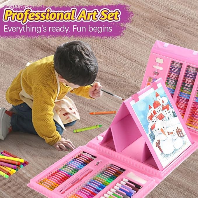 Image of Deluxe Drawing and Painting Art Set Crayon Color Set for Kids | Case Art & Craft Supplies | Great return Gift (Modern, 208)