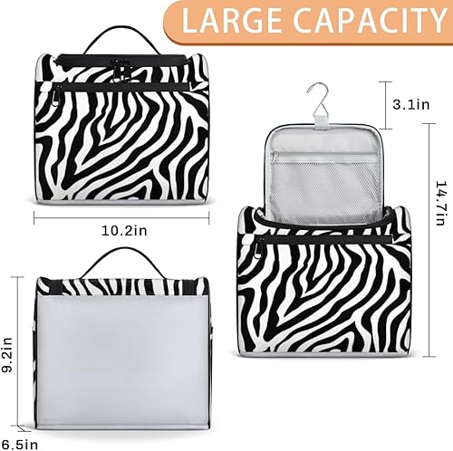 Miniatura 2 de KOBLEN Zebra - Neceser de viaje resistente al agua con gancho para colgar, organizador de maquillaje de gran capacidad para mujeres, artículos