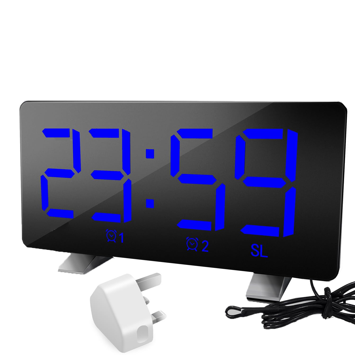 Radio-réveil numérique de chambre avec double alarme, écran réglable et port USB