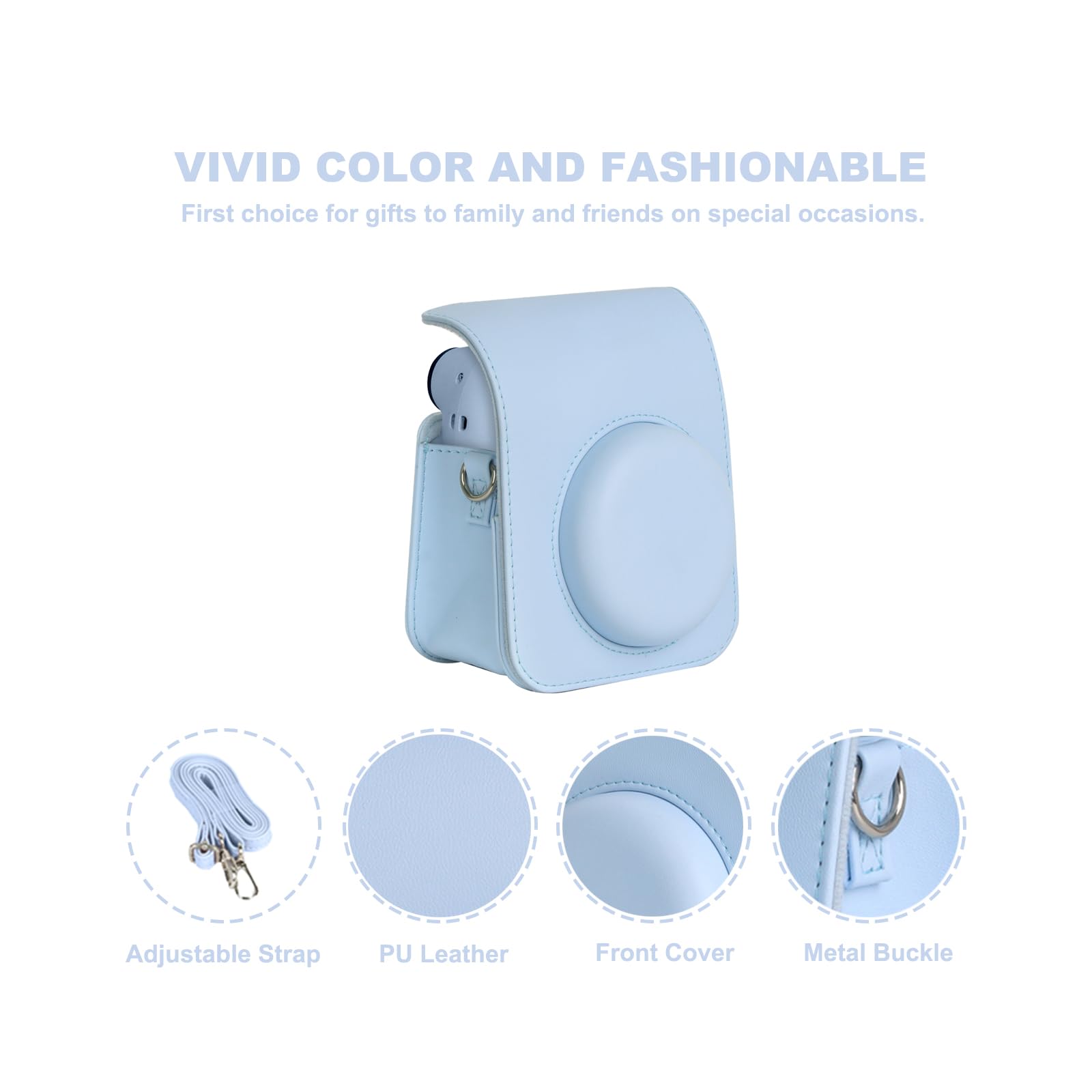 11 in 1 Accessories Kit for Fujifilm Instax Mini 12 Camera With Camera Case+Photo Album+DIY Sticker+Wall Hanging Frame+L Tabletop Frame (Pastel Blue) - Image 4