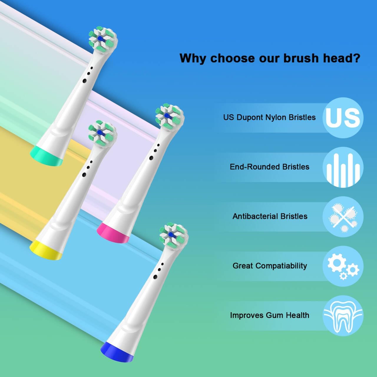 8PCS iO Replacement Heads Compatible with Oral b iO 2/3/4/5/6/7/8/9/10 Series Electric Toothbrushes, Medium Softness, Sensitive Gums Care, White