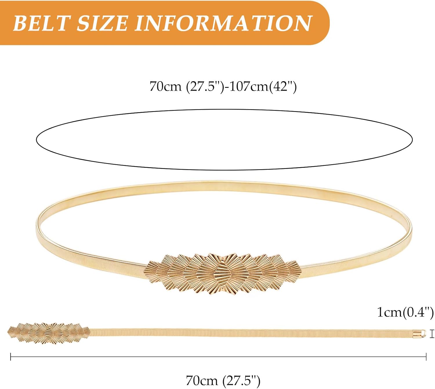 E-Clover Womens Fashion Metal Stretch Waist Skinny Belt Waistband - Image 4