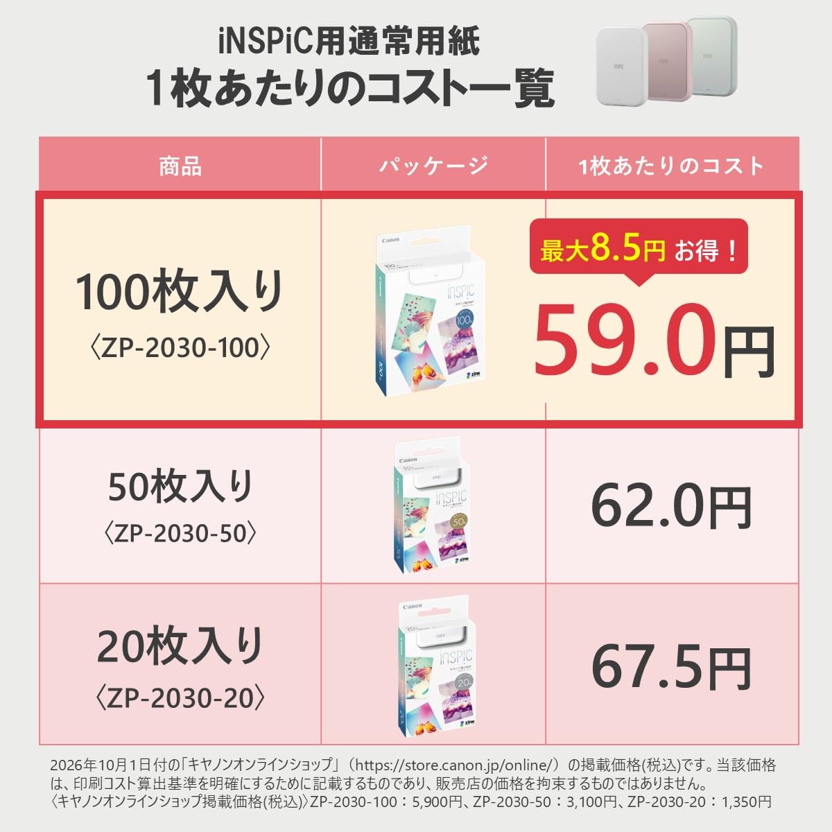 Amazon.co.jp: キヤノン Canon スマホプリンター用 ZINKフォトペーパー