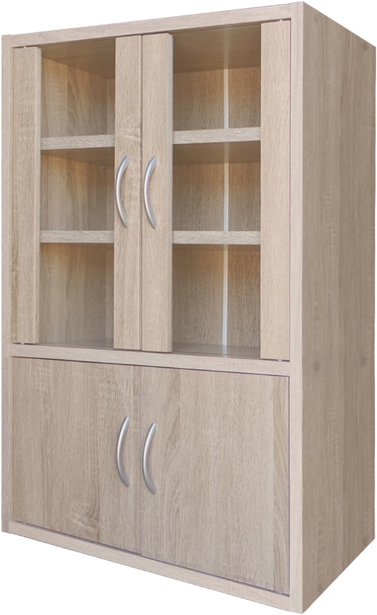 けやき民芸 90飾棚 和風 レトロ家具 ガラス戸付き 食器棚 　250720-6 けやき民芸 90飾棚 和風 レトロ家具 ガラス戸付き 食器棚 250720-6