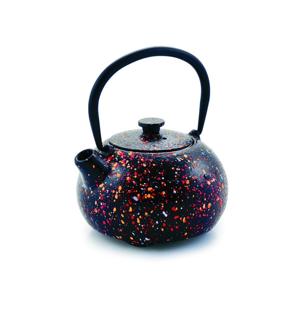 Ibili - Théière en Fonte Graffiti, 0,35 Litre, Intérieur Émaillé, Compatible avec les Plaques à Induction, Noir