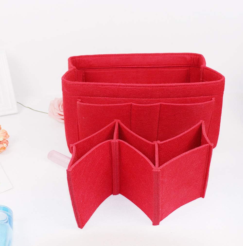 Purse Organizer Insert, Felt Bag Organizer Handbag & Tote Shaper for Speedy Neverfull Tote(L,Red)