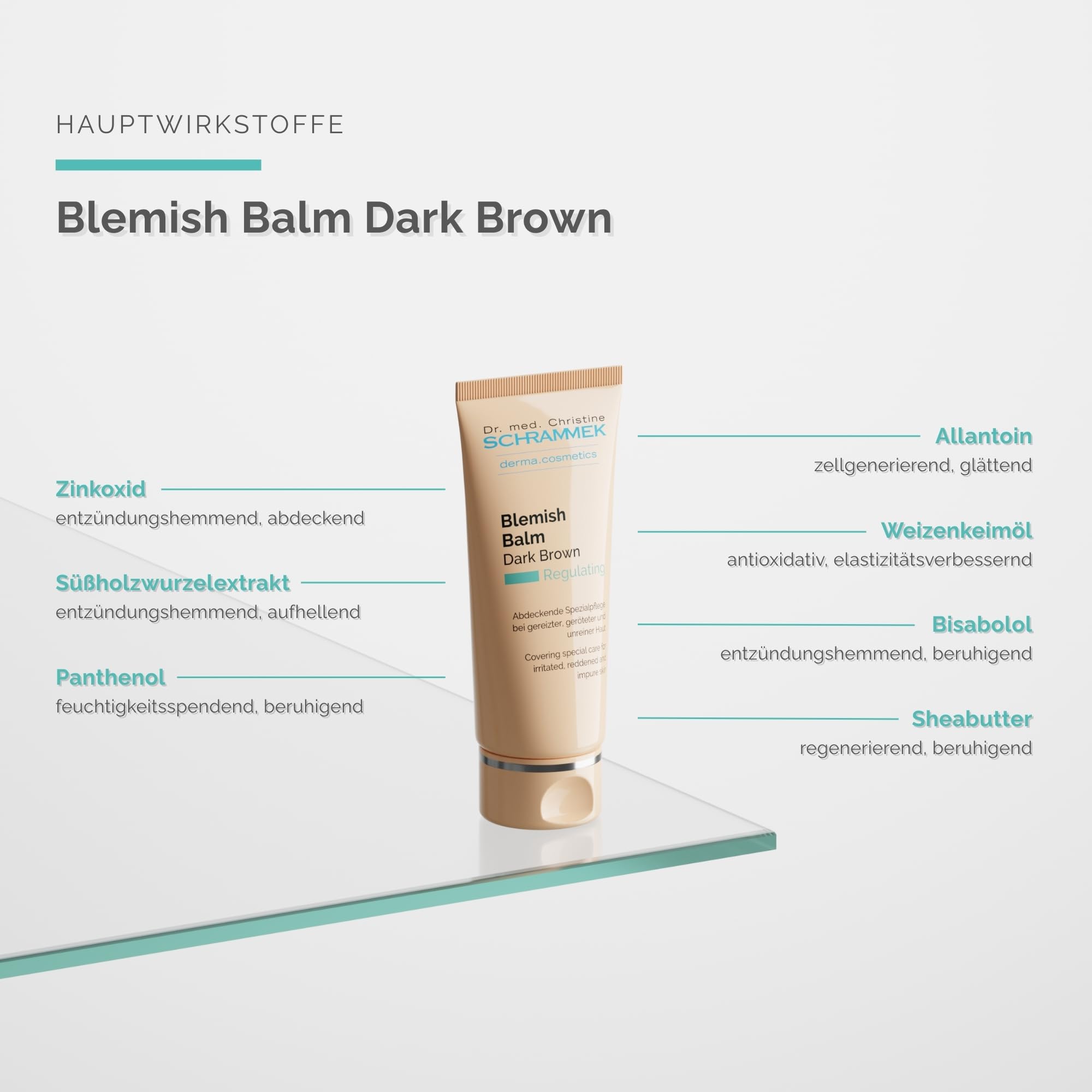 SCHRAMMEK Blemish Balm Dark Brown, 1 x 40 ml | Abdeckende Spezialpflege für gereizte, gerötete und unreine Haut, das Original seit 1967, getönte Gesichtspflege