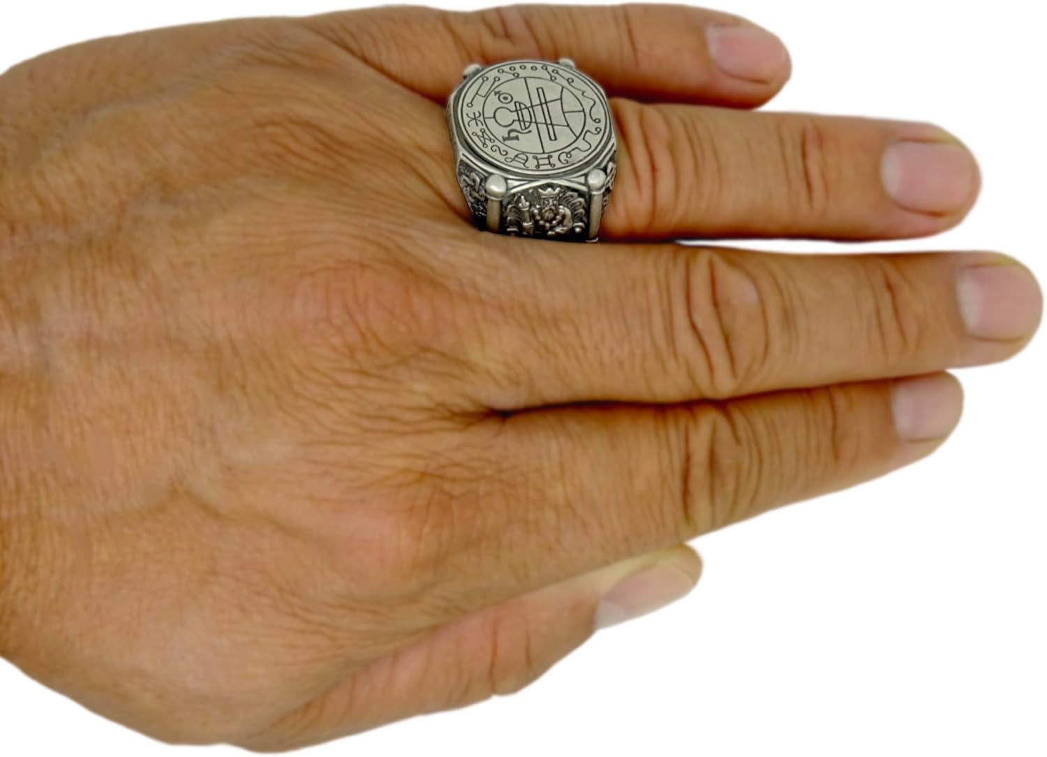 Secret Seal of King Solomon Sterling Silver 925 Men’s Ring Demon Protection Amulet Exorcism