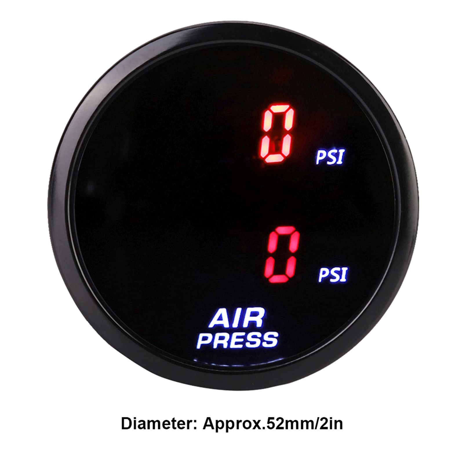 Luftdruckmesser, 2 in Druckluftmesser 52 mm DC 12 V Auto-PSI-Luftdruckmesser LED Doppel Digitalanzeige Air Ride Gauge Sensor Kit