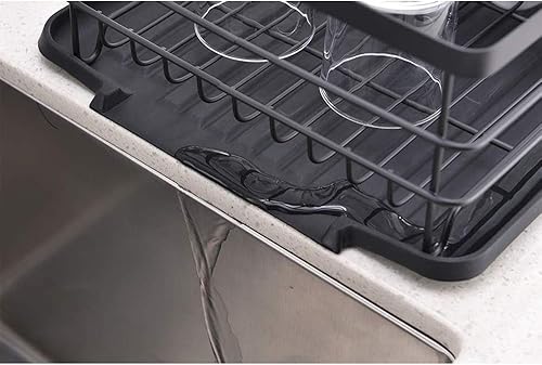 Miniatura 4 de Escurridor de platos, estante grande para secar platos de cocina, estante de platos de metal, estante de secado con escurridor negro, caja de