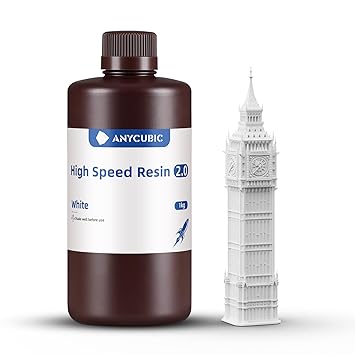 ANYCUBIC High Speed 3D Printer Resin 2.0, Print Up to 3X Faster, Special for Anycubic Photon Mono M5s/M7 Series, Particularly Apply for Large-size 3D Printing Models, Low Odor (White, 1kg)