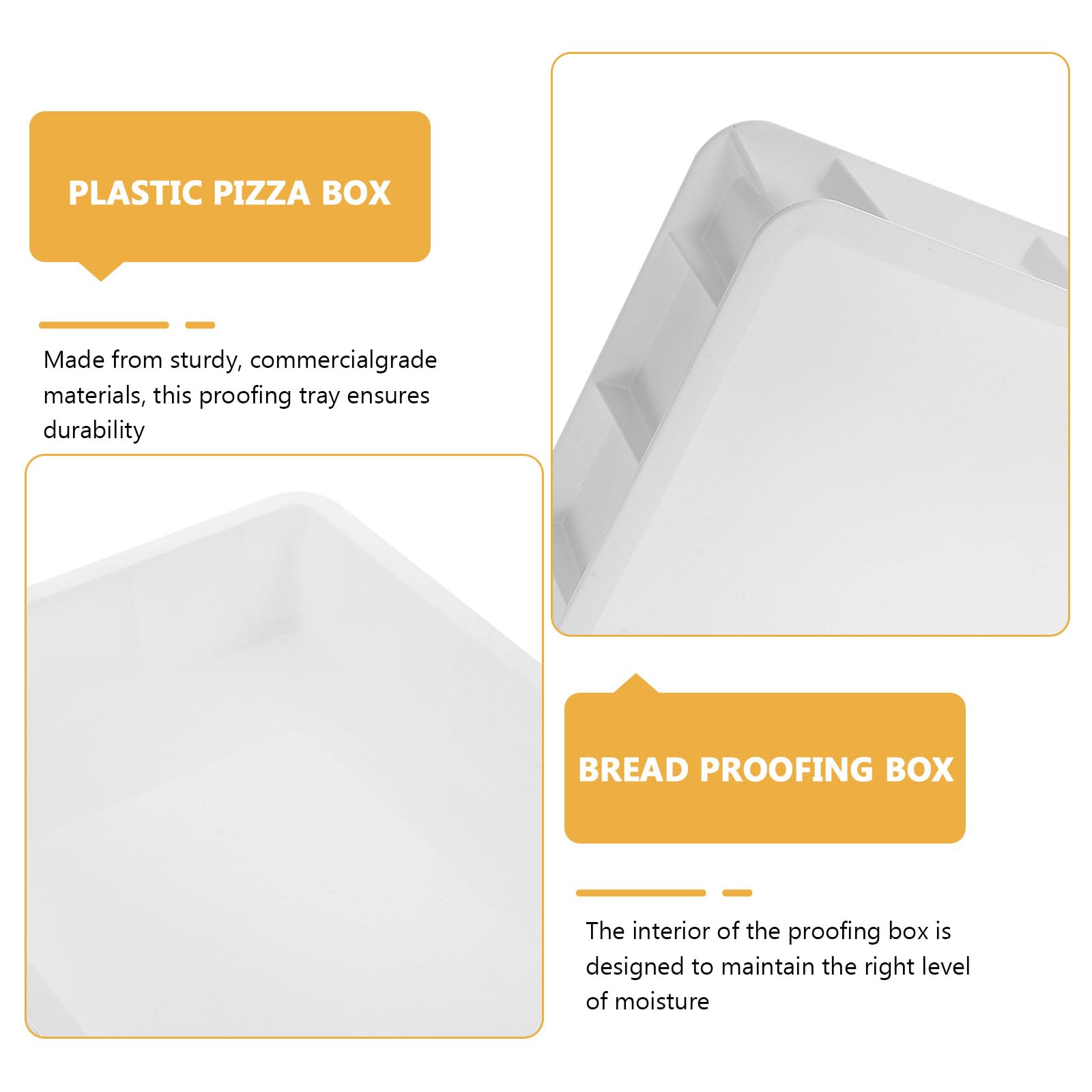 Caja de Fermentación sin Tapa Apilable de Plástico Blanco Diseño Que Ahorra Espacio y Retiene Humedad para de Pizza para Panadería y Cocina