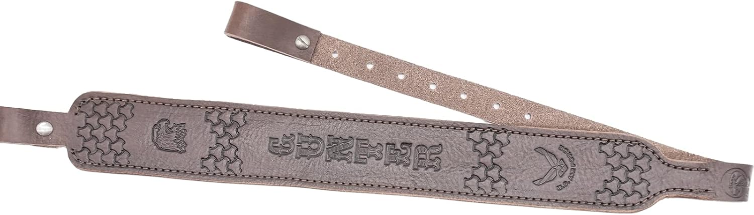 Leather Customizable Rifle Gun Sling-Padded- Skinny Style Hand tooled Chocolate Brown