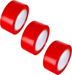 GTSE Bodenmarkierungsband 50 mm x 33 m Rot 0,15 mm dick – Tanzflächen, Fitnessstudios, Lager - 3 Rollen