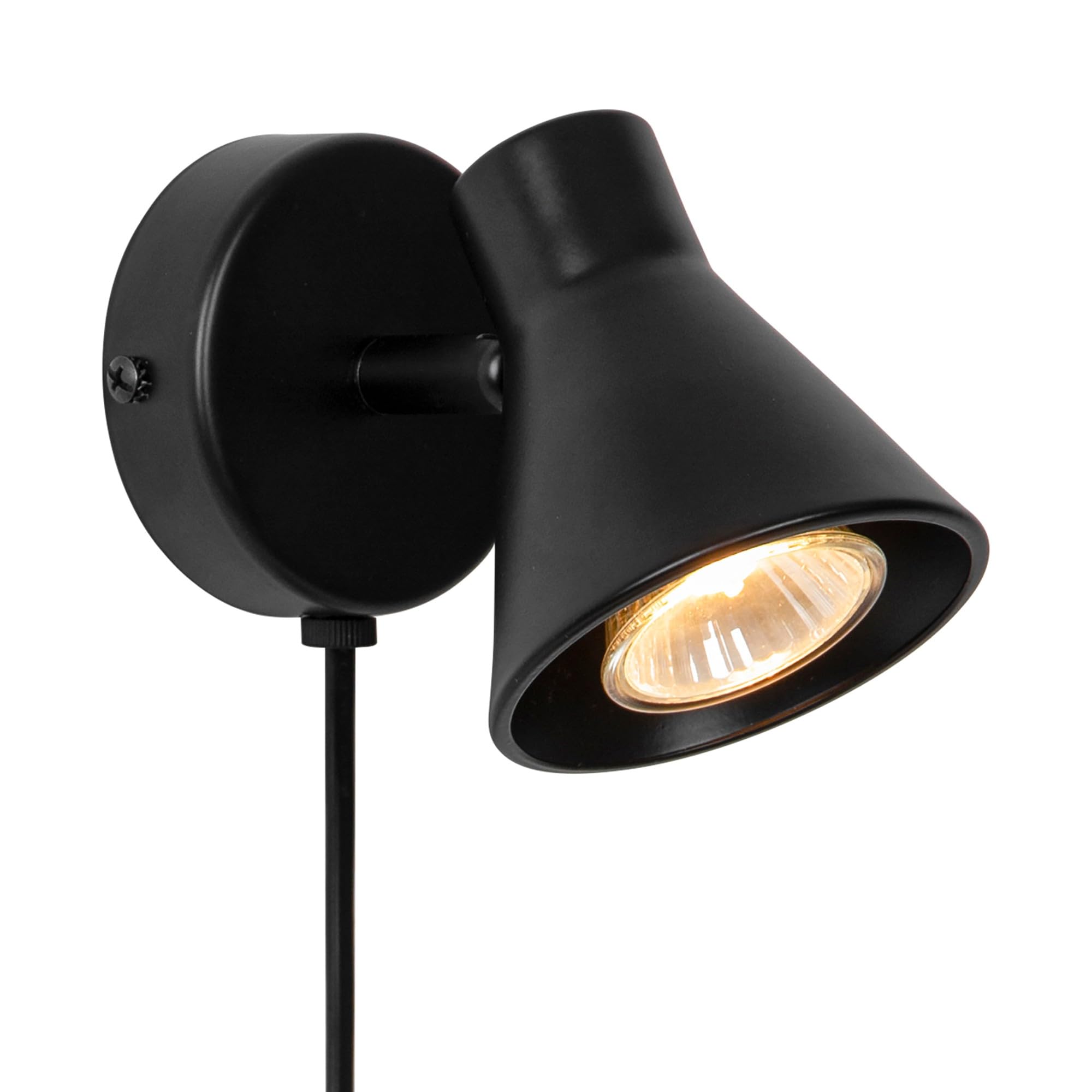 Nordlux Eik Indoor Wall Light Black Metal GU10 Adjustable Head - Bedroom, Bedside, Living Room Plug in or Mains Powered, IP20