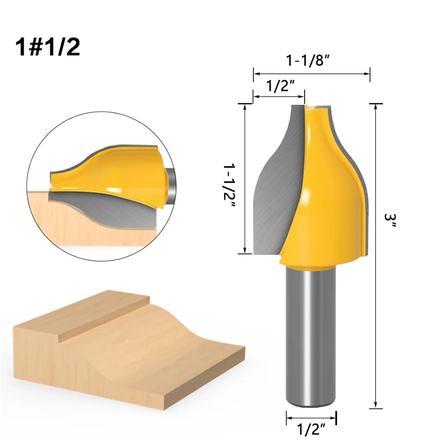 12mm 1/2inch Shank Vertical Raised Panel Router Bit Tenon Cutters Set Door Woodworking Cutter Wood Drill Bit 1Pcs(NO1 12.7mm Shank)
