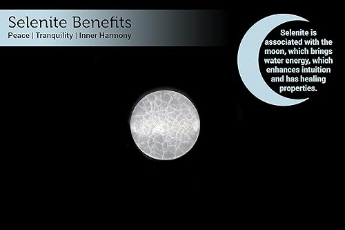 Miniatura 6 de SOUL STICKS Placa de carga redonda de cristal de selenita para manchas, curación y recarga de cristales Estación de carga de cristal pulido de