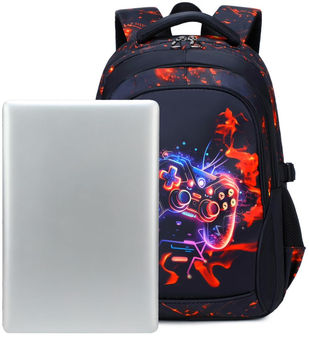 Schulrucksack Jungen Teenager Rucksäcke Kinder Schulranzen Grundschule Mittel Buchtasche Große Wasserfest 18 Zoll Mittagstasche 3 Pcs