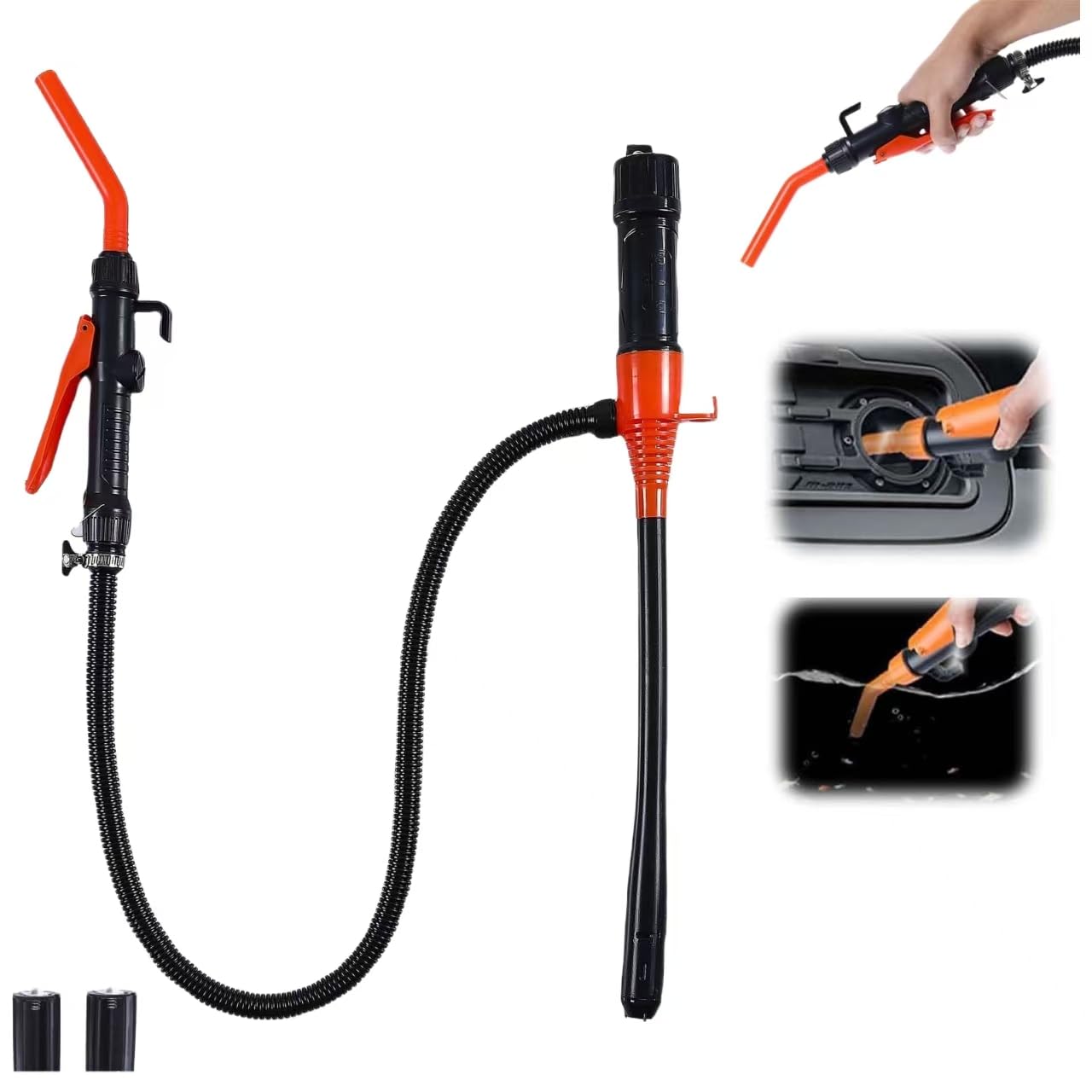 Pompa a Sifone Elettrica Portatile per Benzina e Diesel, Pompa a Sifone Elettrica per Trasferimento Acqua, Pompa Manuale per Carburante Facile da Usare, Pompa a Batteria Portatile per Benzina