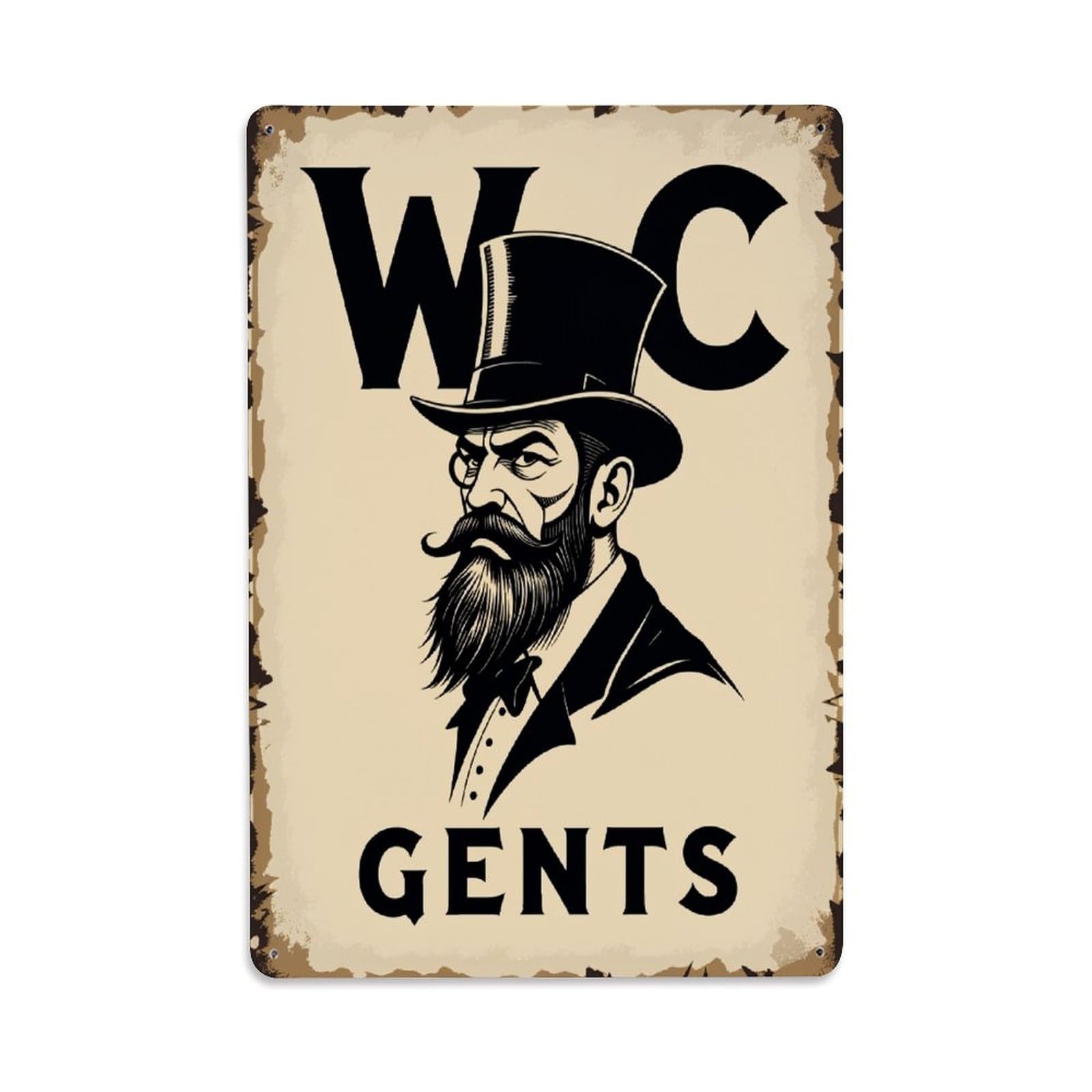 Lzwbntey Vintage Gentleman Top Hat Mustache Metal Tin Sign Retro Wall Decor For Home Bar Garage Cafe, Indoor & Outdoor Decorative Metal Poster, 8X12 Inch