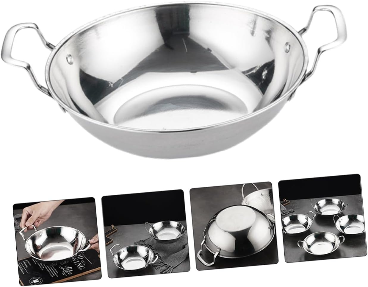Homoyoyo Stainless Steel Round Griddle Pan for Hot Pot - Cooking - Kitchen Essentials