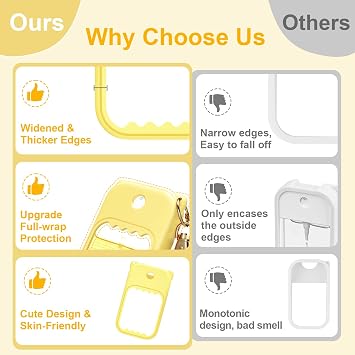 Hand Sanitizer Spray Case for Touchland Silicone Touchland Case Keychain Cute Hand Sanitizer Holder Keychain Compatible with Touch land Power Mist Gentle/Glow Mist, Light Yellow