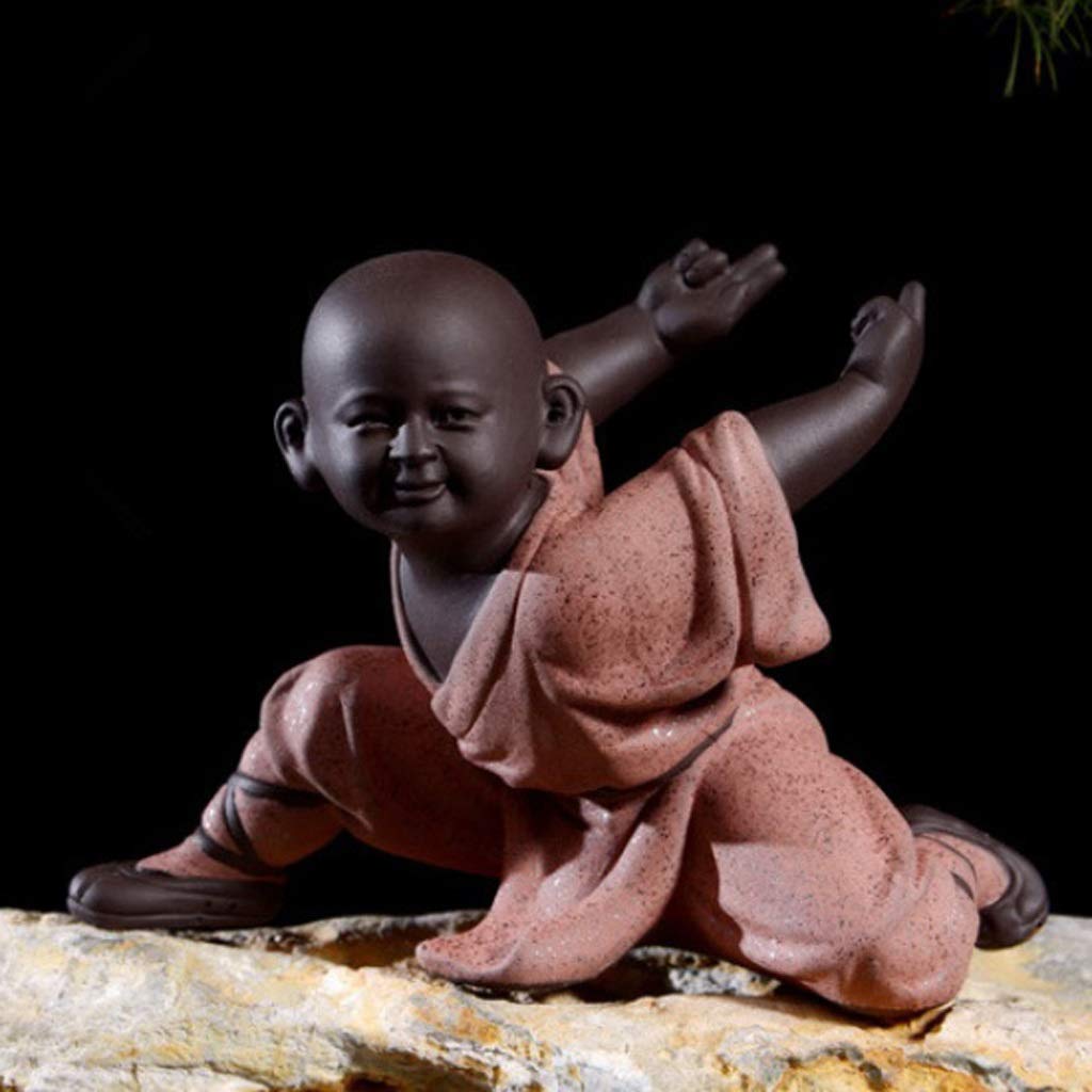 Estatuas de Buda 4 Estilos Estatua de Buda Cerámica Zen Buddha Small Monk Sculpture Statue Chinese Tea Set Sculpture Exquisite Decoración Creativa Gran Regalo de meditación (Color : D)